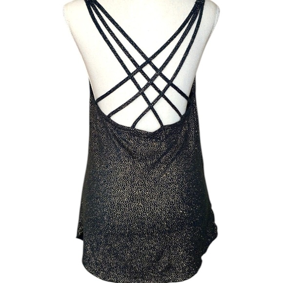 Chaser Glitter Jersey Draped Cowl Neck Halter Top Strappy Teal Green & Gold Sz M - Picture 3 of 16